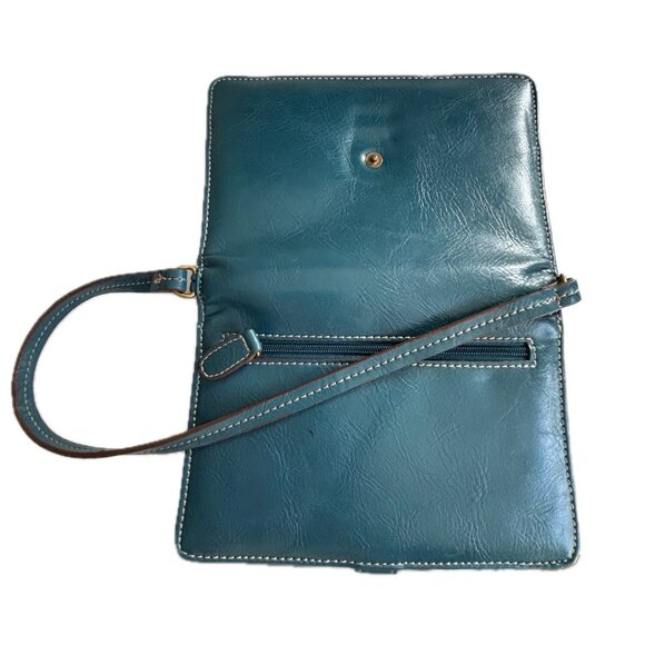 Nine West Dark Turquoise Leather Mini Bag Wristlet Wallet - Picture 3 of 8